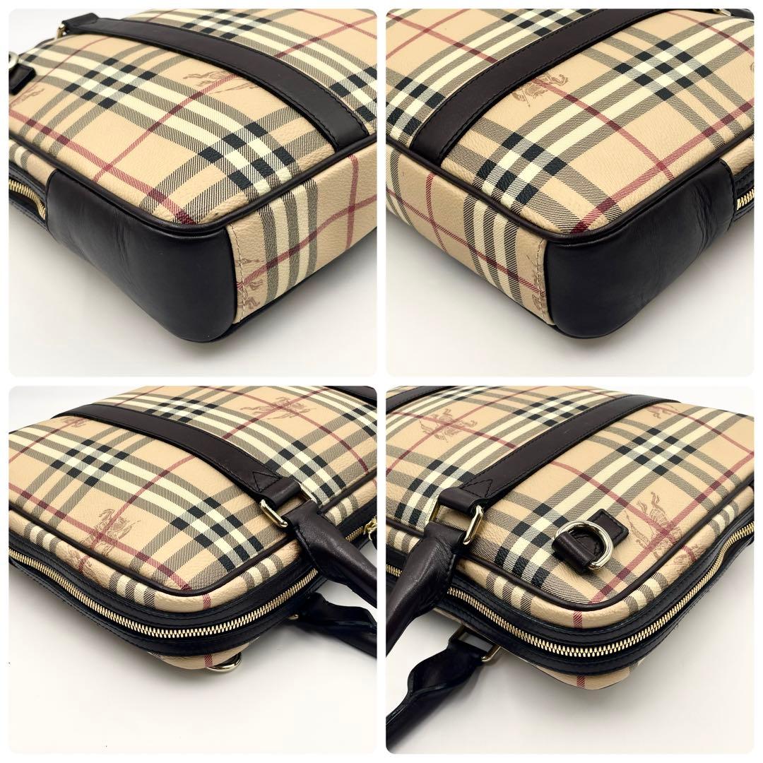 【美品】バーバリー ノバチェック ホースロゴ ビジネスバッグ 2way A4可