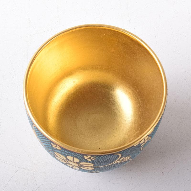 九谷焼　中田錦玉作　青粒金彩　ぐい呑　酒盃　共箱　V　R8386