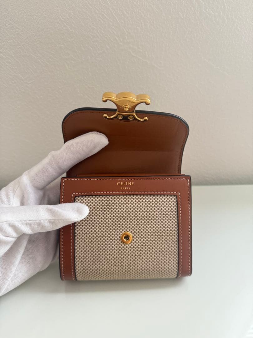 CELINE 三つ折り財布 ベージュ/ブラウン