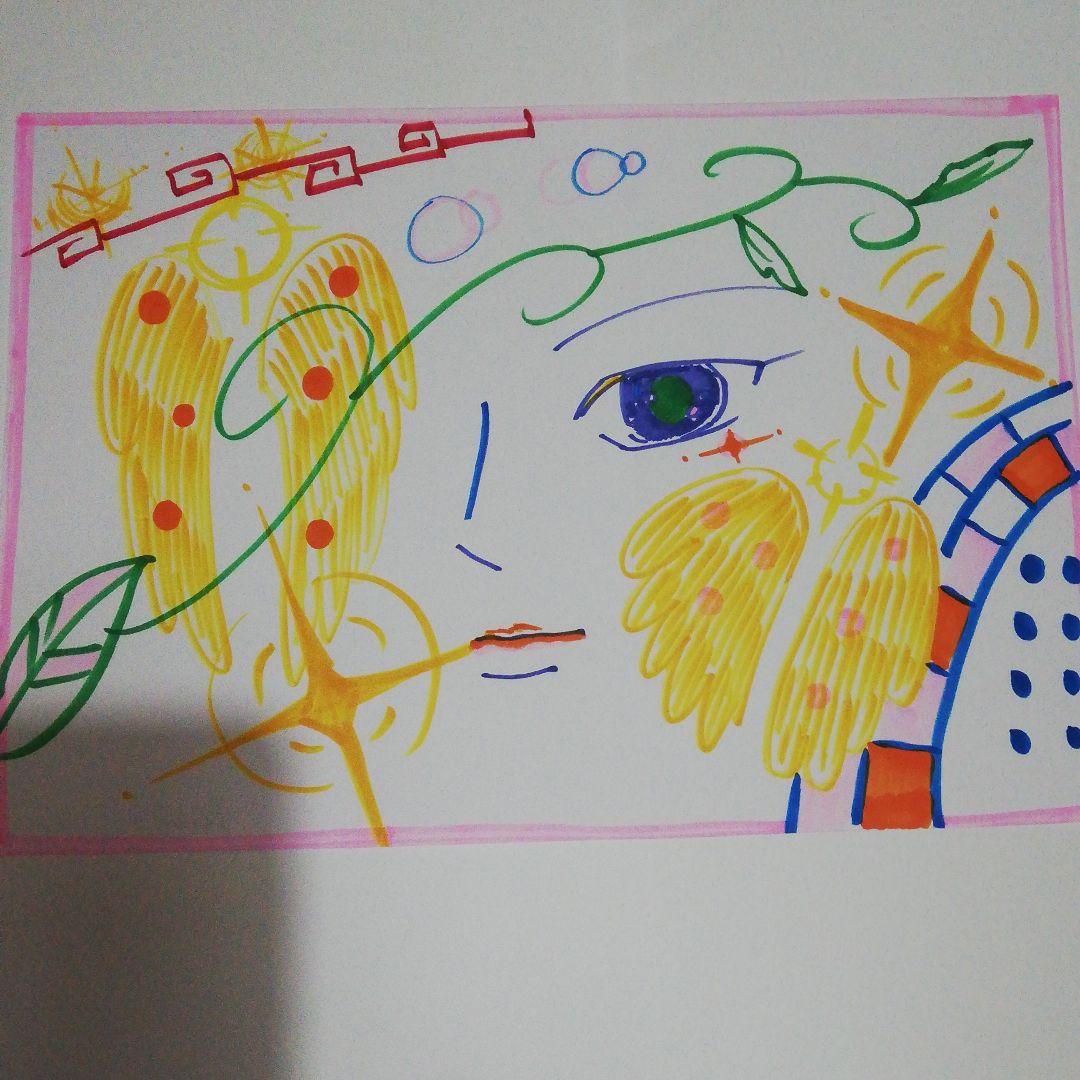 神様と、天使の羽「オリジナルイラスト絵画原画」