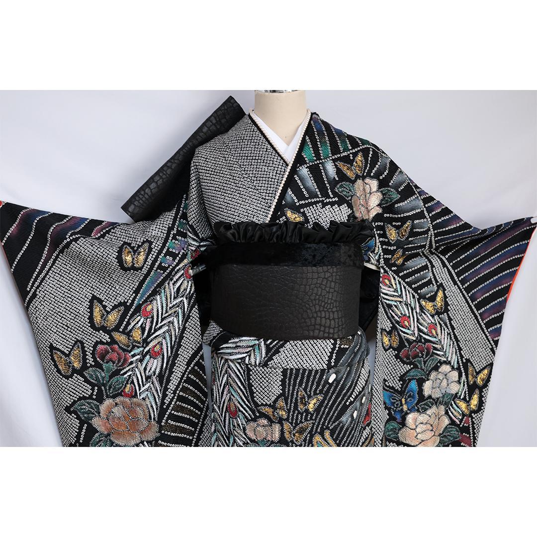 高級総絞り箔振袖単体162.5cmWR56