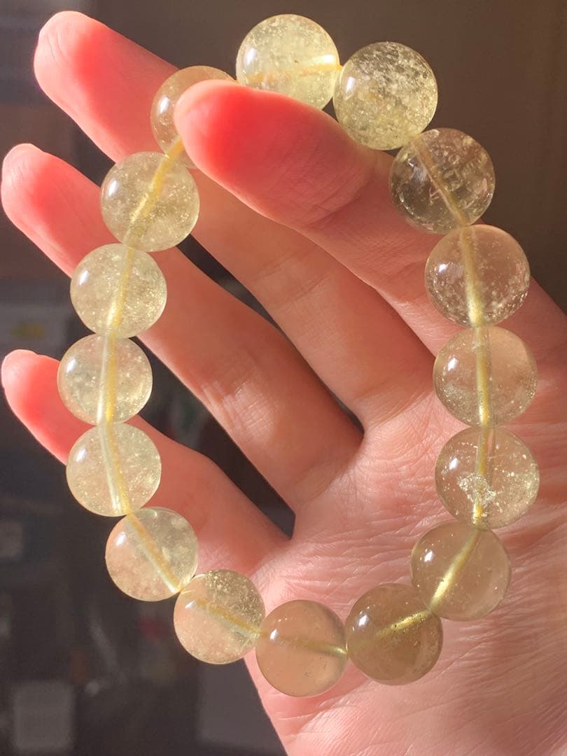 最高品質リビアングラス丸玉ブレスレット　大玉ブレス　隕石パワーストーン　化石標本