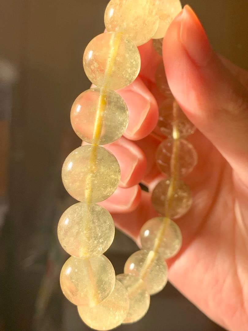 最高品質リビアングラス丸玉ブレスレット　大玉ブレス　隕石パワーストーン　化石標本