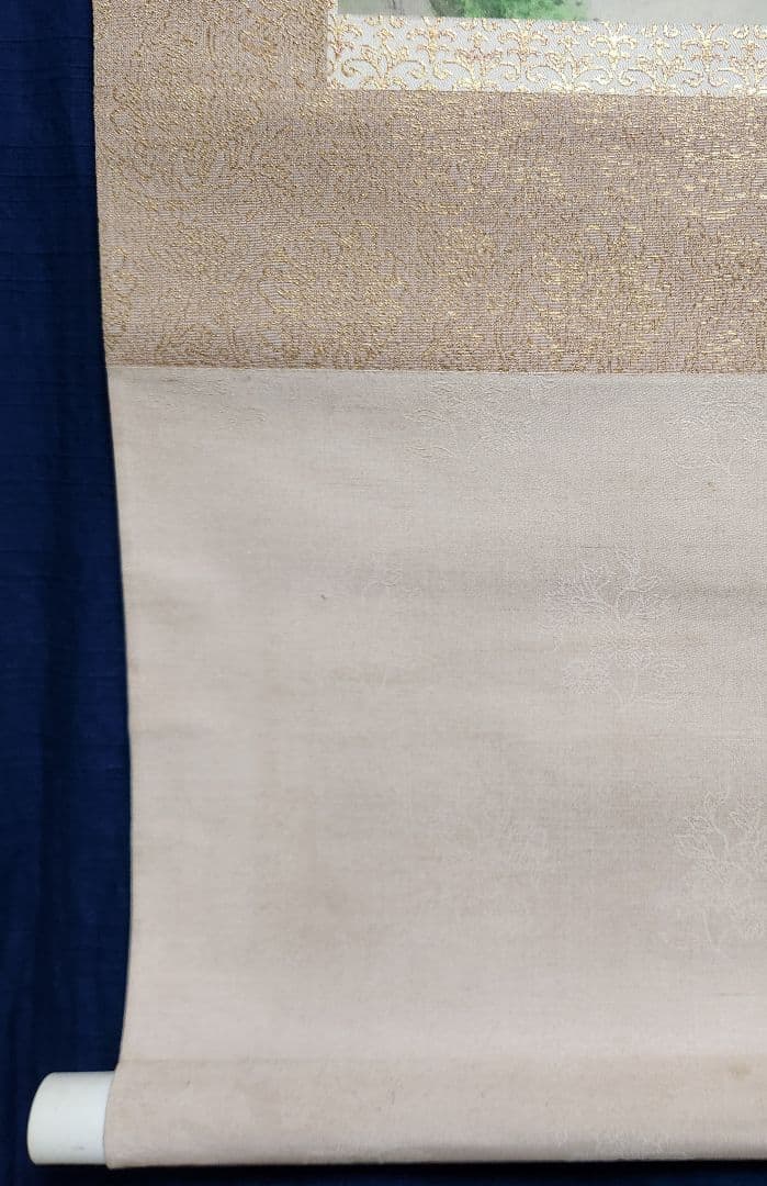 【翠渓雨霞図(新緑に滝)】川島梅関 1008 共箱 掛け軸 肉筆 山元春挙門下