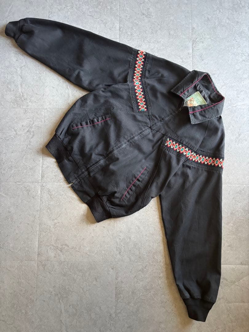 90s USA製 CANYON GUIDE ネイティブ柄ジャケット 短丈ブラック