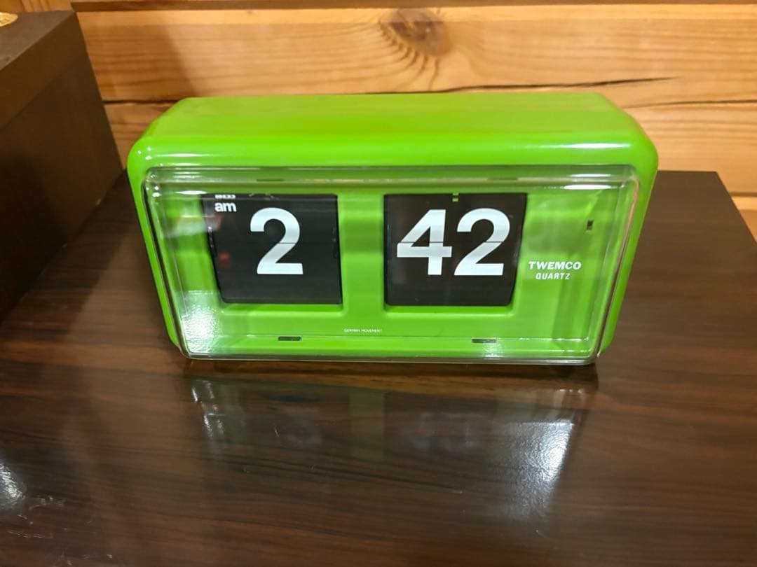 ★動作品★TWEMCO トゥエンコ パタパタ時計QT-30 緑 グリーン
