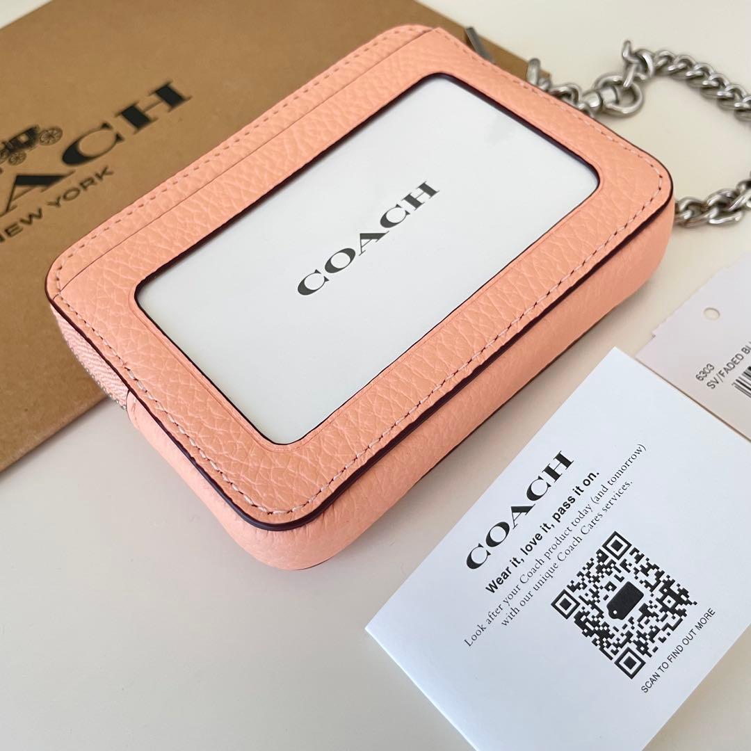 COACH コース　ケース　小銭入れ財布　ブラッシュ　ピンク　パスケース