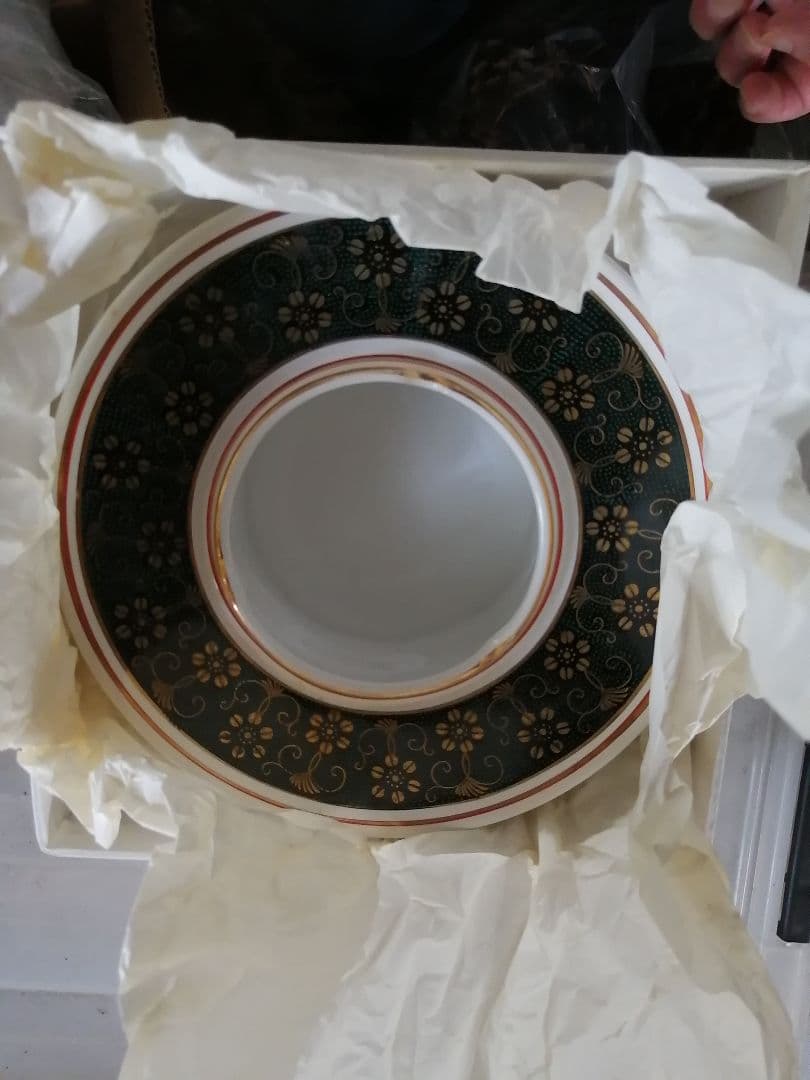 W高級品‼️九谷焼　青粒鉄仙　7号灰皿