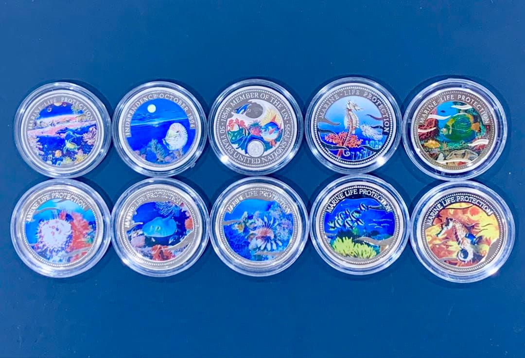 パラオ　カラー　記念　1ドル　10枚　海洋生物　動物保護