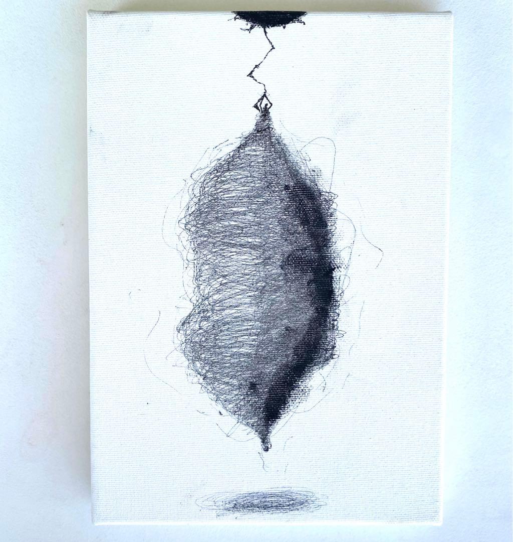 キャンバスにペン画