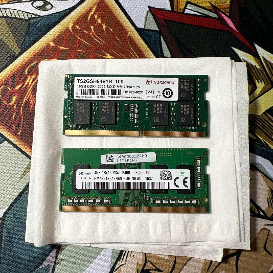 Transcend 16GB & SK Hynix 4GB メモリセット