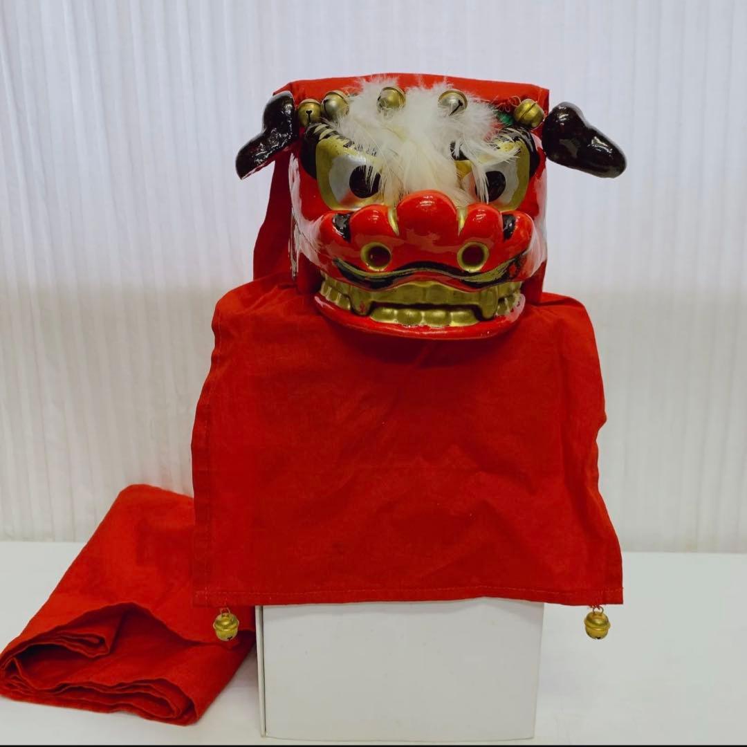 希少 手獅子 日本舞踊 小道具 獅子舞 赤獅子 舞手獅子 獅子頭 縁起物 魔除け