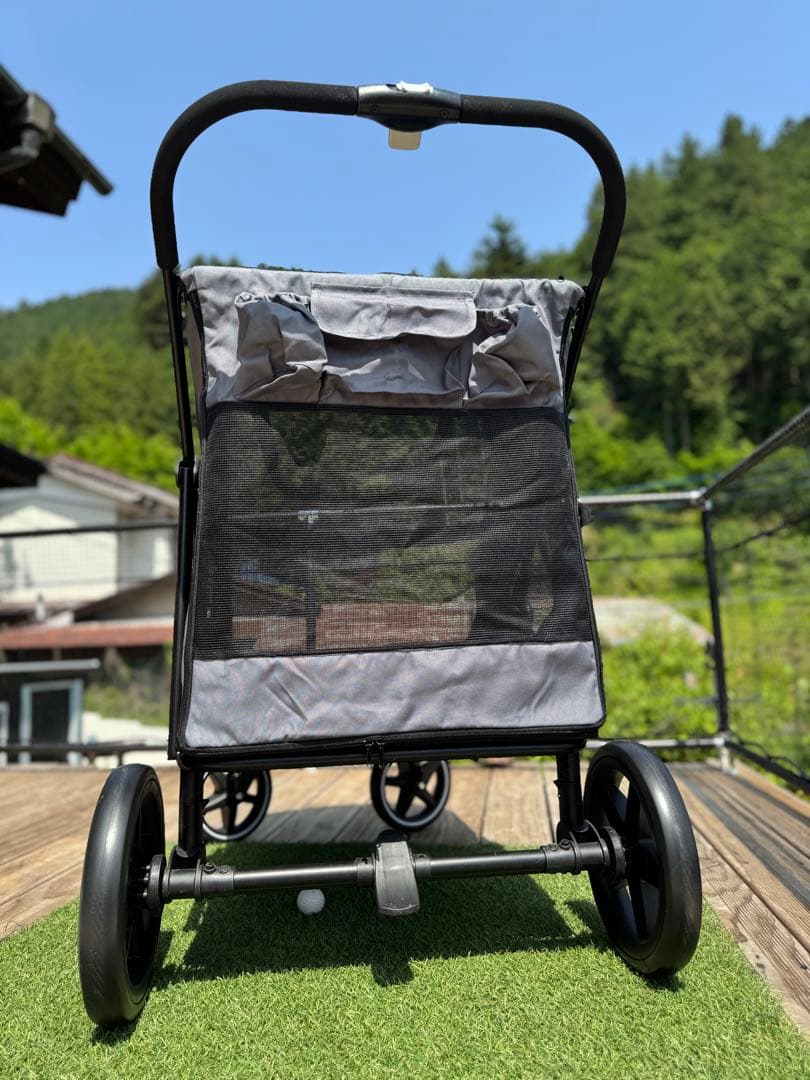 犬用ペットカート メッシュカバー付き グレー