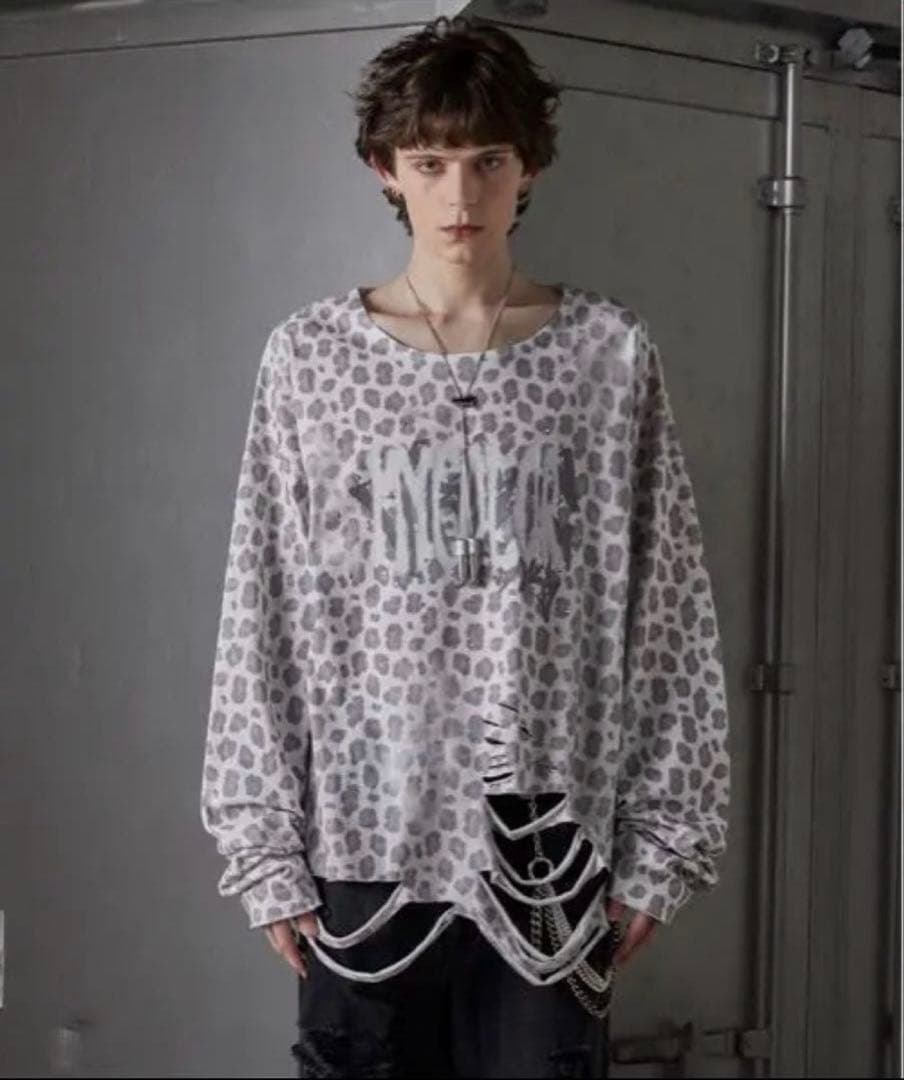 GRANCY 白レオパード　ロンT L