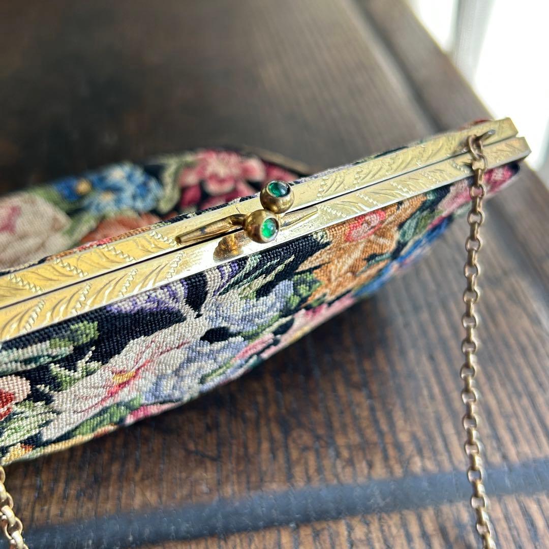 欧州アンティーク　繊細ゴブランの小さなバッグ