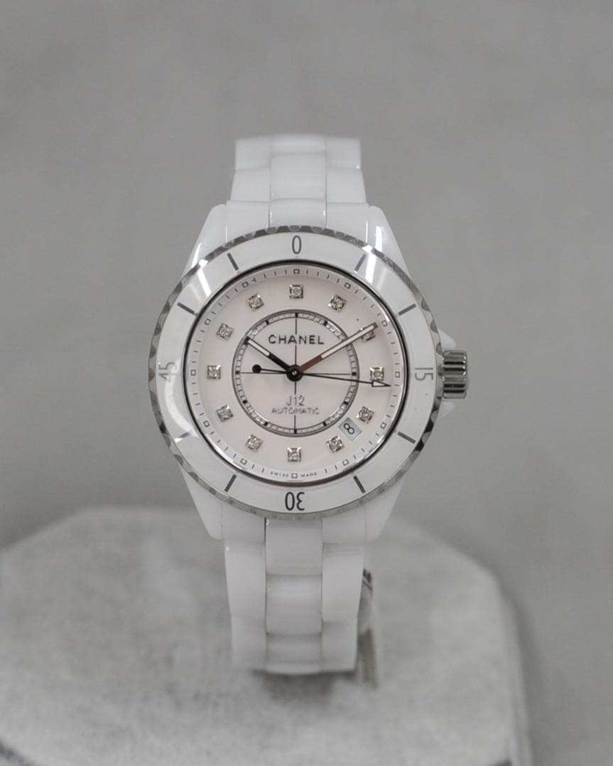 ラ*ム様 シャネル　Ｊ１２　ホワイトセラミック　１２Pダイヤ　３８ｍｍ　自動巻
