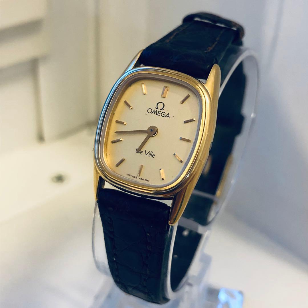 OMEGA de Ville スクエア　ゴールド　電池新品　レディース 時計