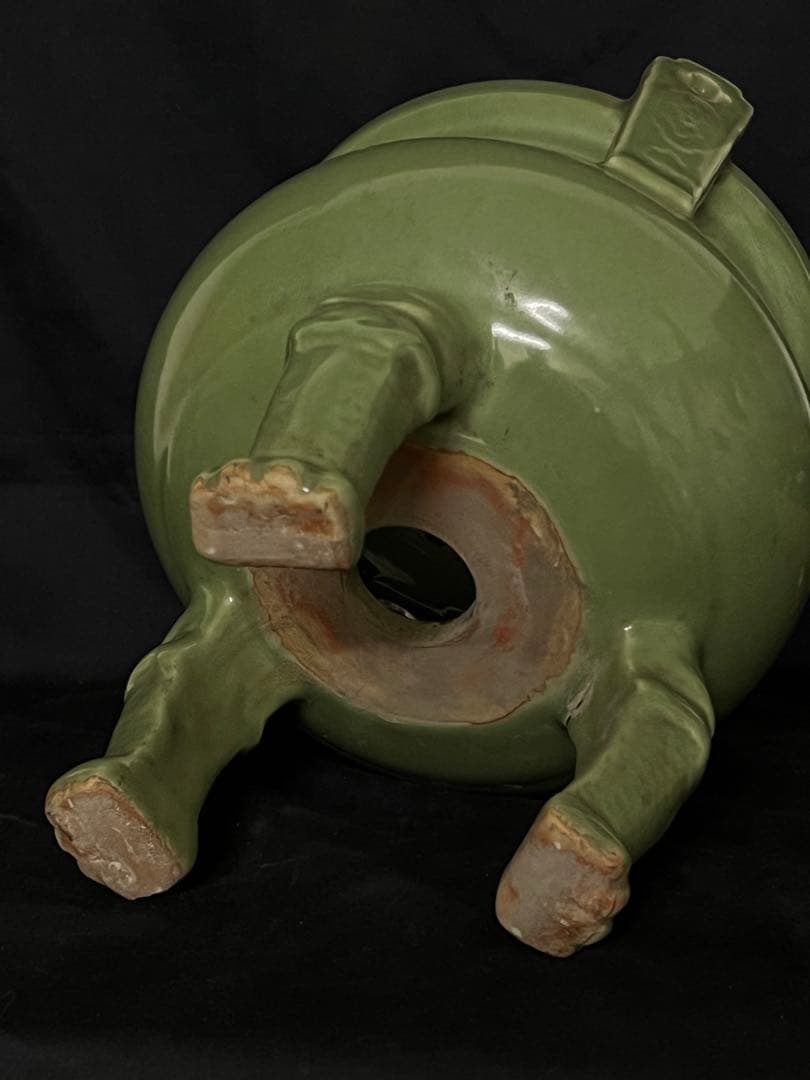 中国古美術　宋時代青磁香炉　龍泉窯三足香炉W66-0