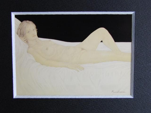 栗原喜依子、『裸婦』、希少な画集より、新品高級額・額装付
