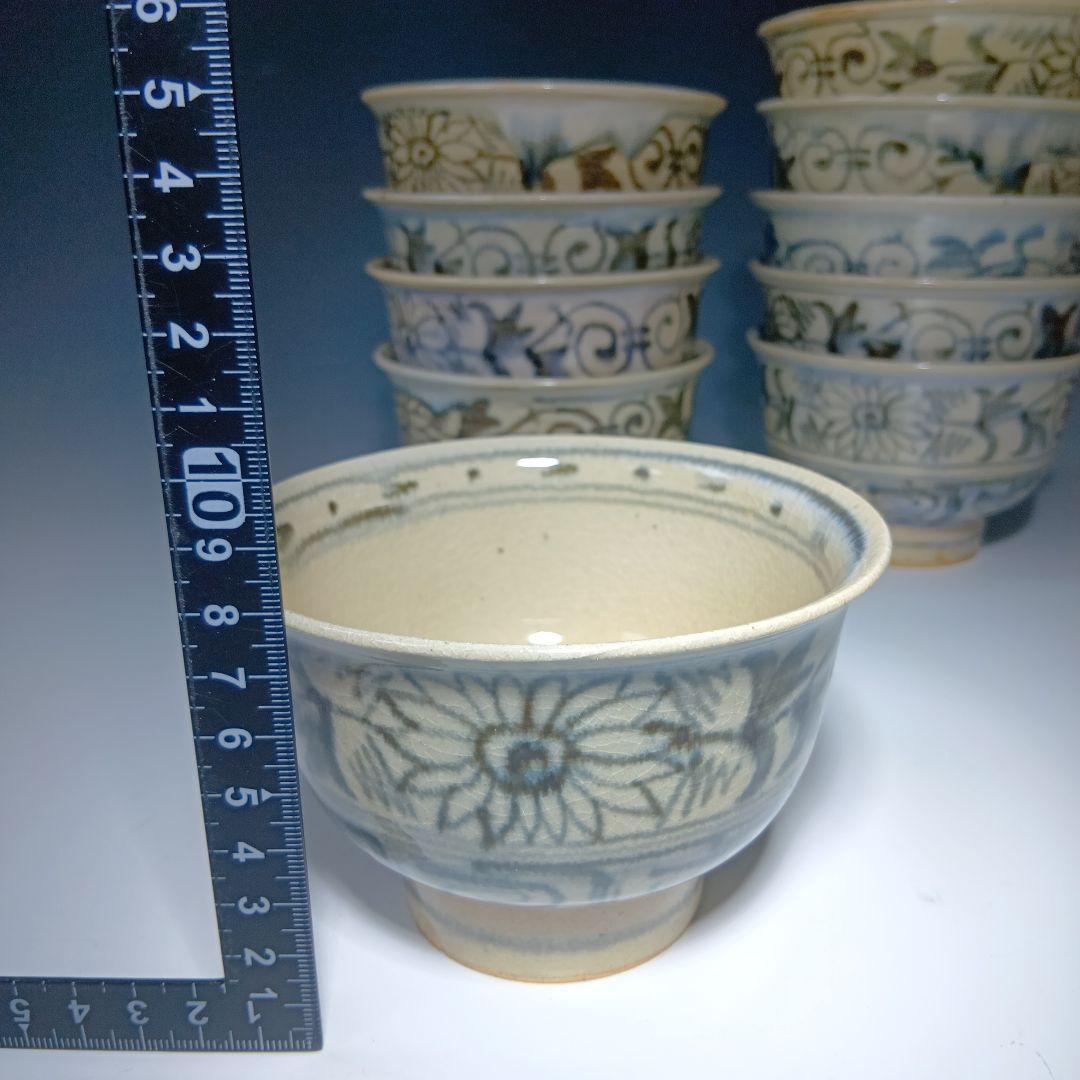 茶道具　楽山窯造　安南数茶碗10客　 美品　共箱