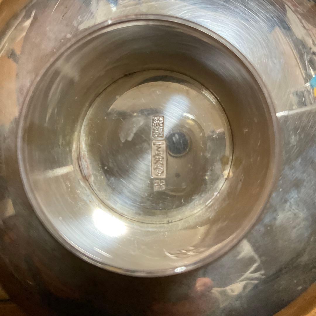 純銀　銀杯　銀盃　潰し　天賞堂　花模様 扇子 310g