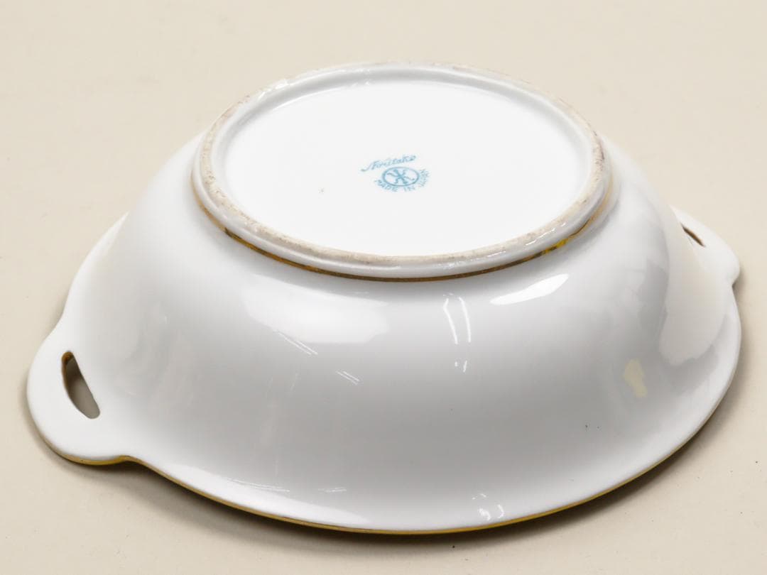 オールドノリタケ 金盛上砂漠風景 ハンドルボウル 手付鉢 飾り鉢