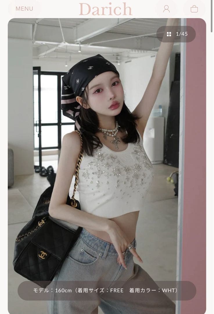 ダーリッチ☆ ジュエリーリブノースリトップス