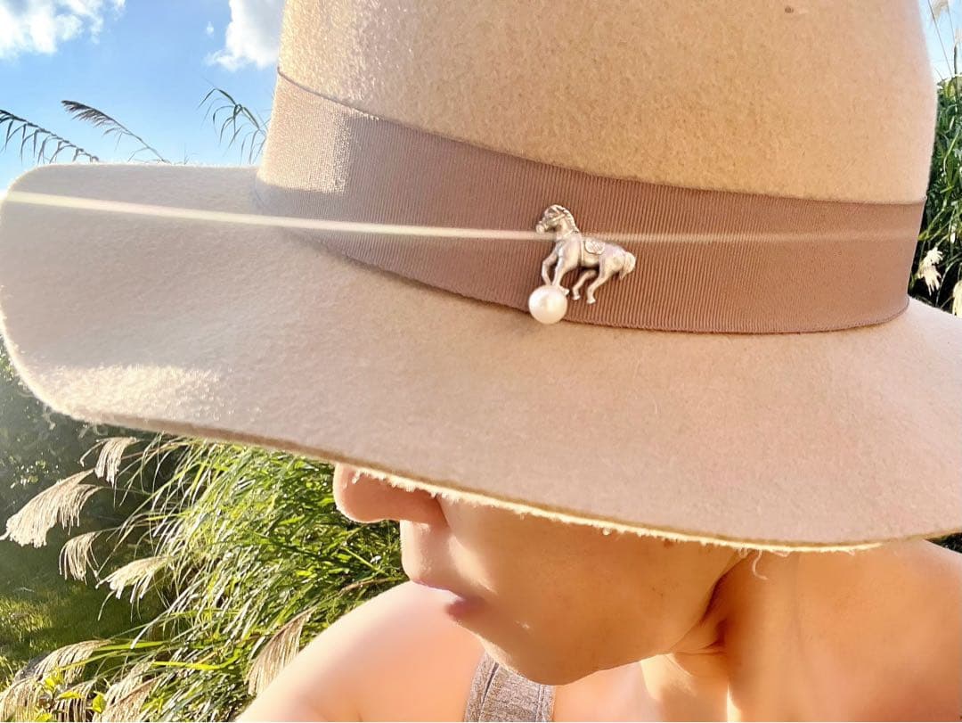 アンティーク⭐︎ホースブローチ 馬のピンブローチ　sv925 本真珠8mm珠