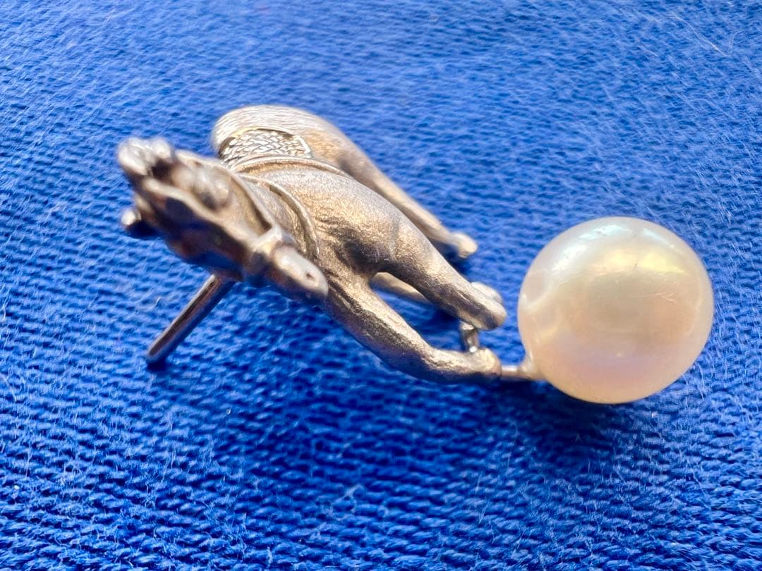 アンティーク⭐︎ホースブローチ 馬のピンブローチ　sv925 本真珠8mm珠