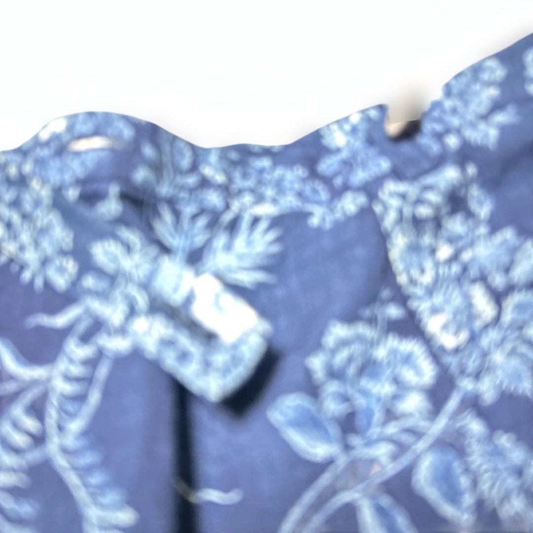 45Rインディゴフラワーパッチワークスカート　本日迄の出品です。