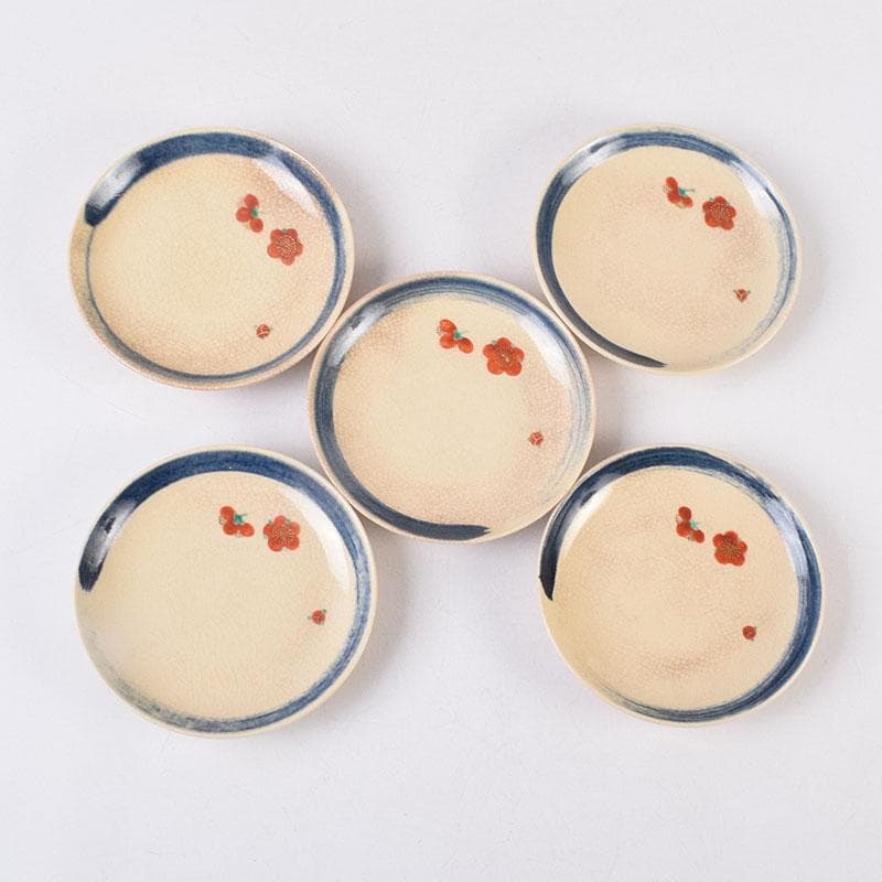 和食器　永楽善五郎作　仁清写梅皿　銘々皿　五客　共箱　V　R8935