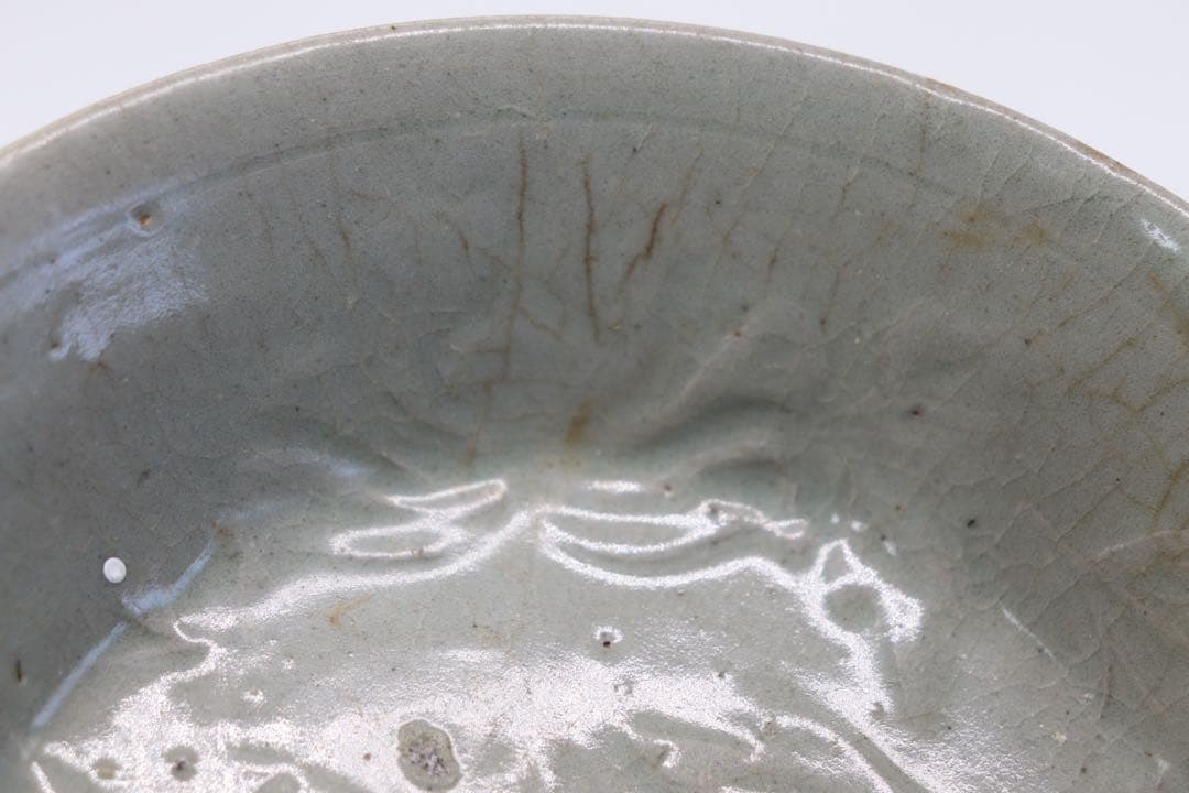 高麗青磁　印花盤　13世紀　アンティーク　送料込み1225
