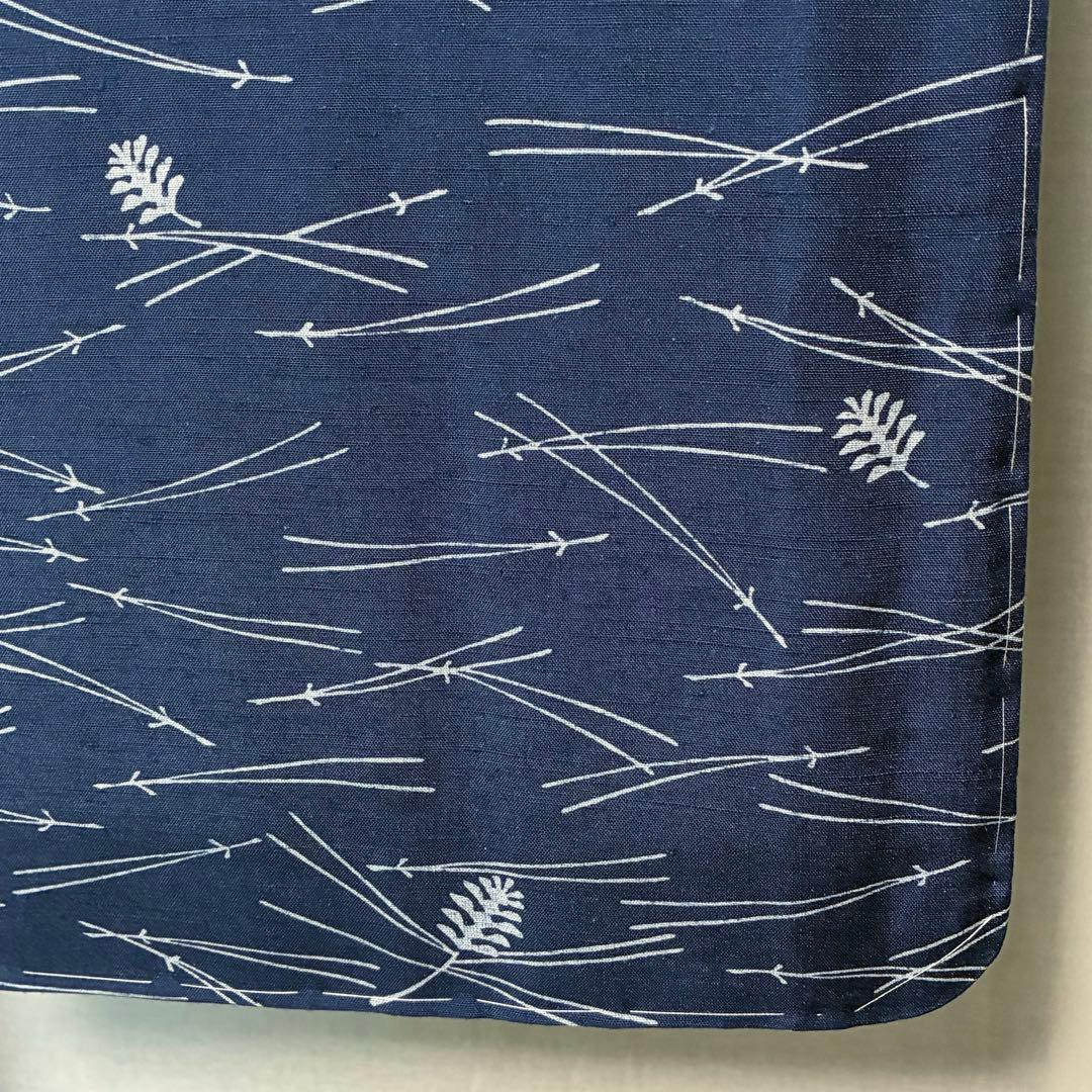 D56 訪問着 紬 吹き寄せ文 藍色 正絹 着物 袷 しつけ糸付き未使用極美品