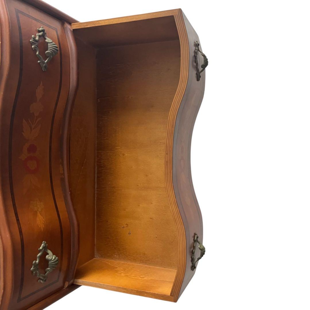 ✨イタリア製 アンティーク調 象嵌 3段コンソールチェスト 猫脚 洋箪笥 収納✨