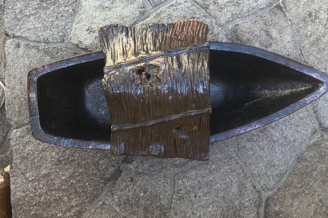 大樋焼　船型水盤　茶道具　茶室