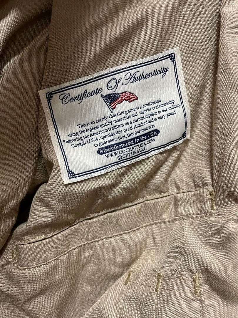 COCKPIT USA INCフライトジャケット　ベージュ　米空軍　Mサイズ