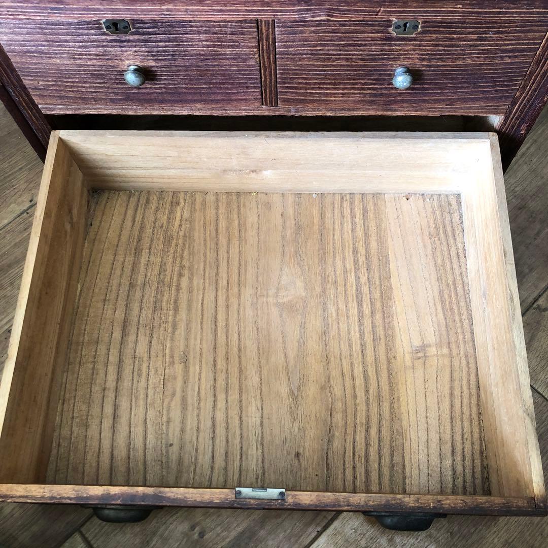 レトロ　アンティーク　木製引き出し付き収納　箪笥