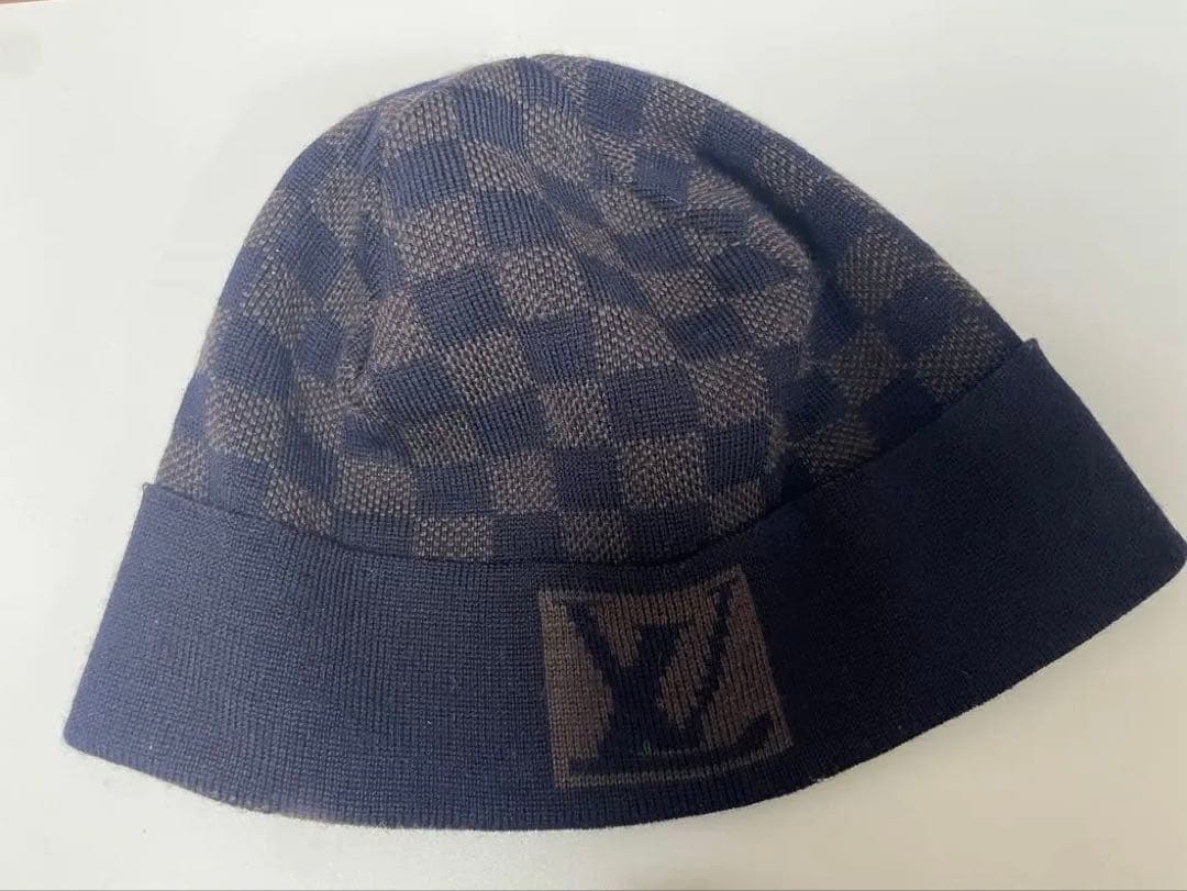 15〆】ルイヴィトン ダミエ ボネ プティ ニットキャップ 帽子 ウール