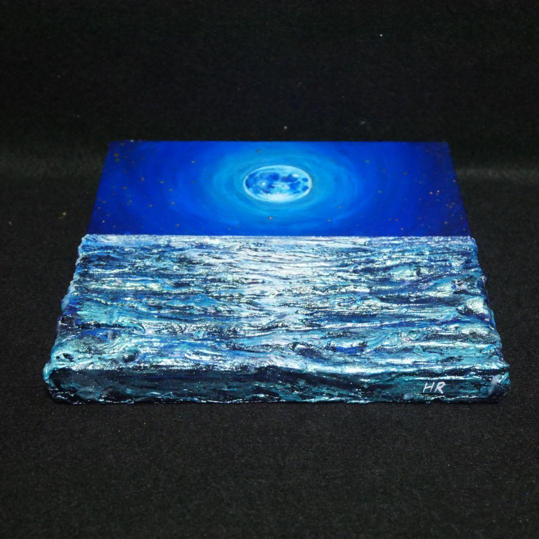 油絵 油彩 油彩画 絵画 アートパネル【青い満月】