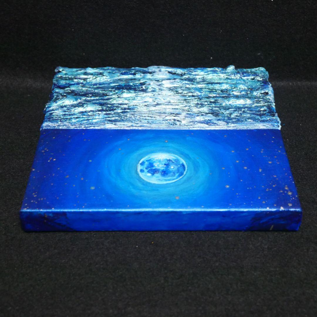 油絵 油彩 油彩画 絵画 アートパネル【青い満月】