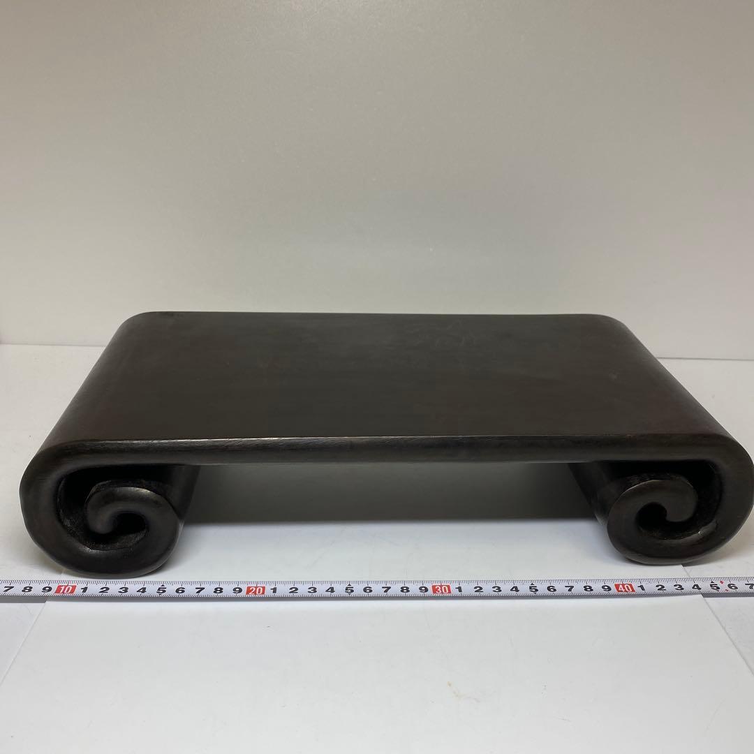 唐物　唐木　肉厚くりぬき曲台　幅約40㎝　3125gトコト東さ8-0107☆2F