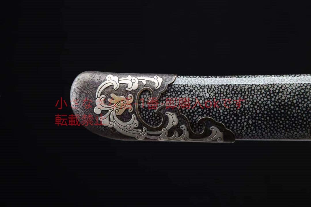 三色銅青龍宝刀（黒い魚皮タイプ） 古兵器 武具　刀装具　日本刀　模造刀 居合刀