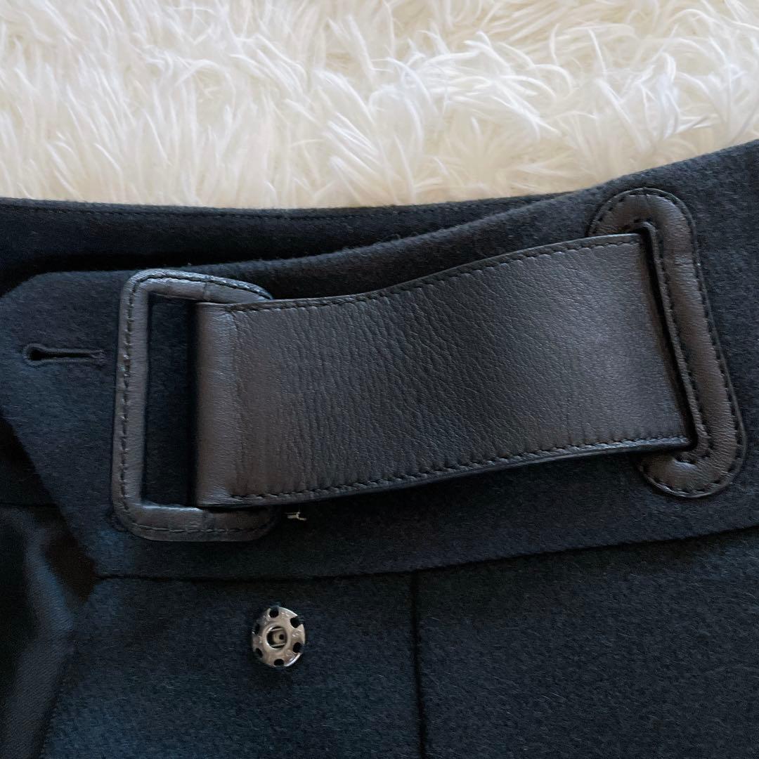 美品✨希少【エルメス】ウールアンゴラ ビッグベルトラップスカート ブラック 36