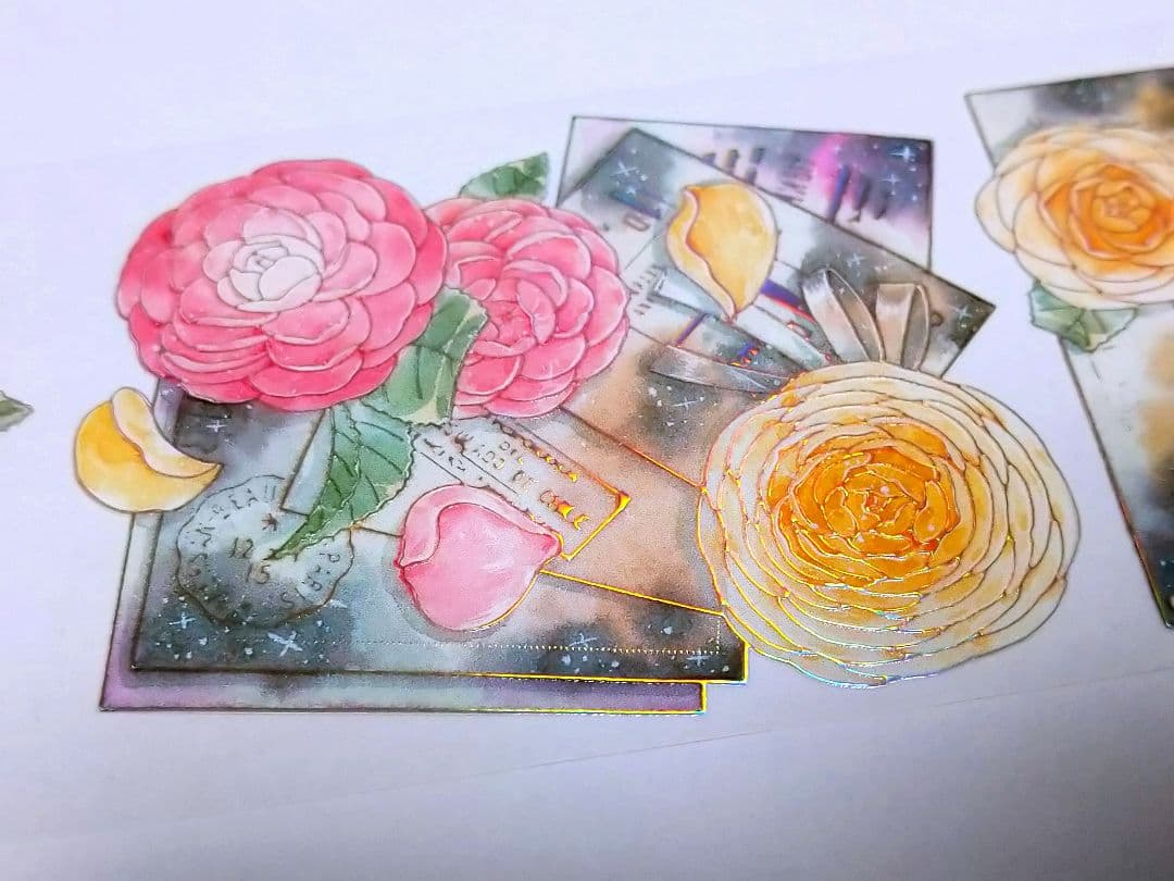 のこり２✩S18＃山茶花小夜曲(镭射银)MOODTAPE切り売り海外装飾マステ