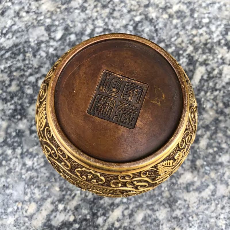 銅 細工 瓢簞龍鳳図茶壺 茶道具 香道具 装飾品 工芸品 置物