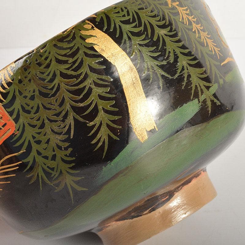 茶道具　平安　加藤光漆造　螺鈿装飾　乾漆茶碗　共箱　V　6724