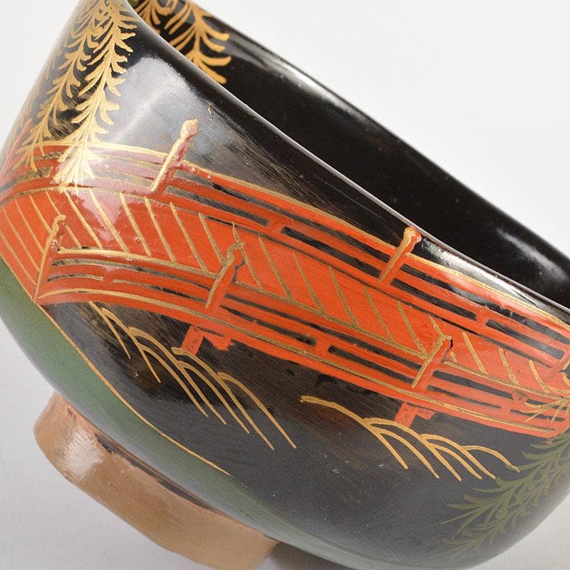 茶道具　平安　加藤光漆造　螺鈿装飾　乾漆茶碗　共箱　V　6724