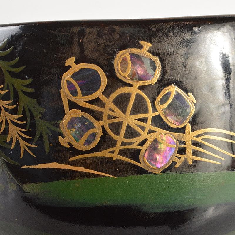 茶道具　平安　加藤光漆造　螺鈿装飾　乾漆茶碗　共箱　V　6724