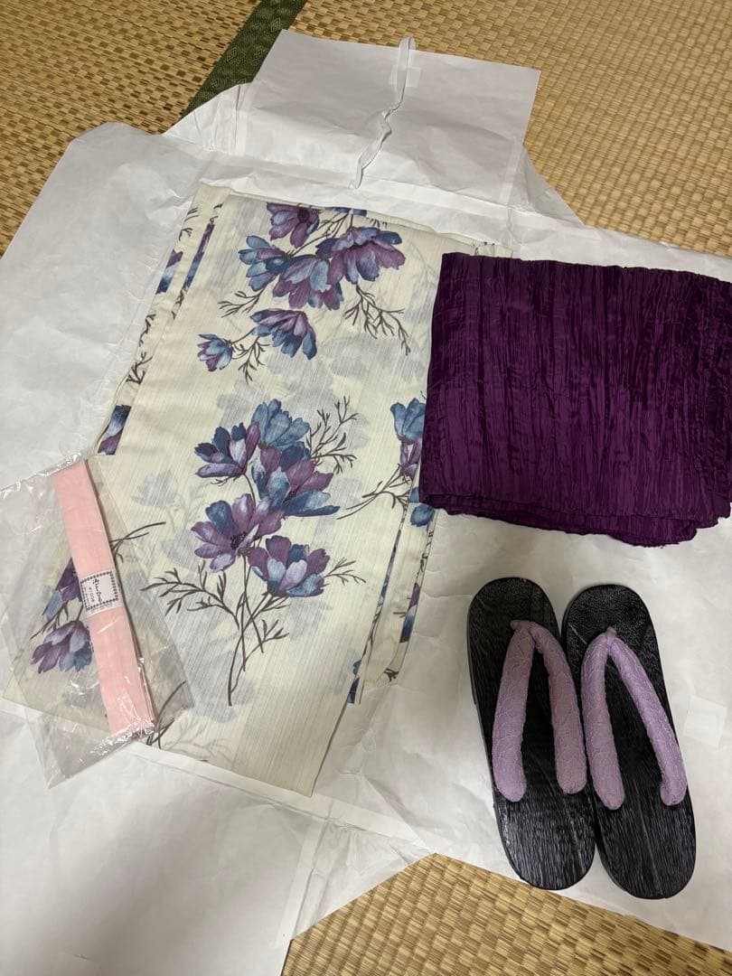 Dita 浴衣　4点セット　水彩のドライフラワー