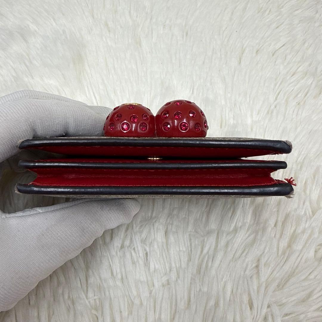 ✨美品✨ グッチ　二つ折り財布 チェリー　さくらんぼ PVC GGスプリーム